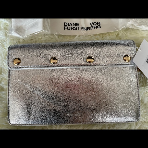 Glamorous Silver Clutch with Gold Chain
